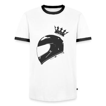 Road's King [B&W] - T-shirt contrasté Homme - blanc/noir - Devant - AI Model Female 172 light (172cm) & AI Model Male 178 dark (178cm)