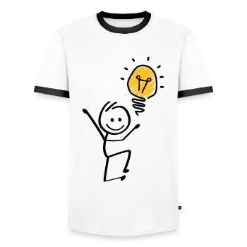 Idées ampoules, idée géniale. séance de brainstorming - T-shirt contrasté Homme - blanc/noir - Devant - AI Model Female 172 light (172cm) & AI Model Male 178 dark (178cm)