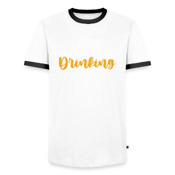 Birthday Drinking Team - Men's Ringer Shirt - white/black - Front - AI Model Female 172 light (172cm) & AI Model Male 178 dark (178cm)