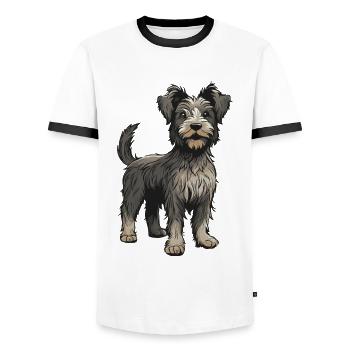 Yorkshire Terrier Dog Animal - Men's Ringer Shirt - white/black - Front - AI Model Female 172 light (172cm) & AI Model Male 178 dark (178cm)