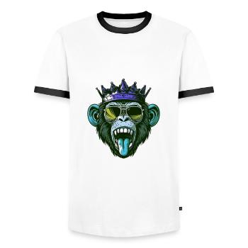 Malle 2024 Mallorca Monkey Party - Men's Ringer Shirt - white/black - Front - AI Model Female 172 light (172cm) & AI Model Male 178 dark (178cm)