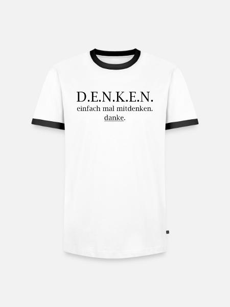 think! Just think along. thank you. - Men's Ringer Shirt - white/black