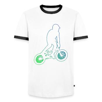 Herren Damen bmx jungen bmx fahrrad Radfahren - Männer Kontrast-T-Shirt - Weiß/Schwarz - Vorne - AI Model Female 172 light (172cm) & AI Model Male 178 dark (178cm)