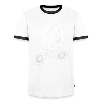 Cyclisme Hommes Femmes BMX Vélo BMX Garçons - T-shirt contrasté Homme - blanc/noir - Devant - AI Model Female 172 light (172cm) & AI Model Male 178 dark (178cm)