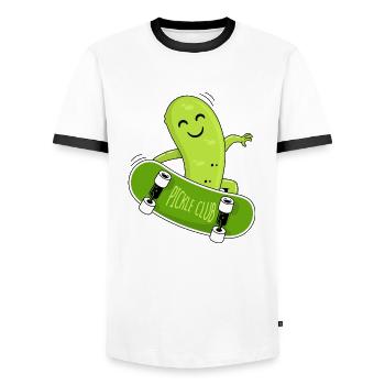 Cucumber and skateboard - Men's Ringer Shirt - white/black - Front - AI Model Female 172 light (172cm) & AI Model Male 178 dark (178cm)