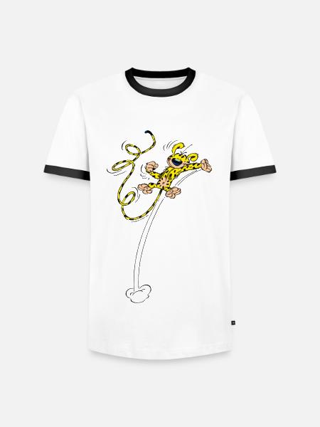 Marsupilami Springt Am Höchsten - Männer Kontrast-T-Shirt - Weiß/Schwarz