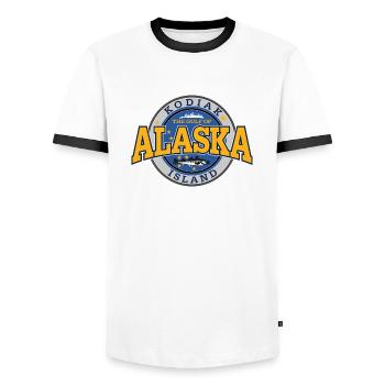 Alaska Kodiak Islande - T-shirt contrasté Homme - blanc/noir - Devant - AI Model Female 172 light (172cm) & AI Model Male 178 dark (178cm)