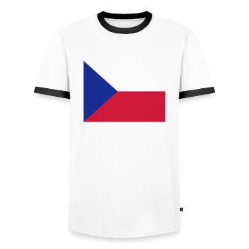 drapeau_republique_tcheque - T-shirt contrasté Homme - blanc/noir - Devant - AI Model Female 172 light (172cm) & AI Model Male 178 dark (178cm)