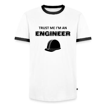 Trust me I'm an Engineer / Geschenk Idee - Männer Kontrast-T-Shirt - Weiß/Schwarz - Vorne - AI Model Female 172 light (172cm) & AI Model Male 178 dark (178cm)