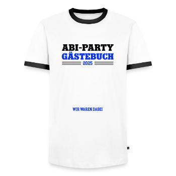 Abi Party Abitur Feier Gästebuch Abschlußklasse 25 - Männer Kontrast-T-Shirt - Weiß/Schwarz - Vorne - AI Model Female 172 light (172cm) & AI Model Male 178 dark (178cm)