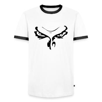 Böser Blick - Männer Kontrast-T-Shirt - Weiß/Schwarz - Vorne - AI Model Female 172 light (172cm) & AI Model Male 178 dark (178cm)