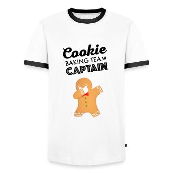 Cookie Baking Team Captain Christmas Cookies - Men's Ringer Shirt - white/black - Front - AI Model Female 172 light (172cm) & AI Model Male 178 dark (178cm)