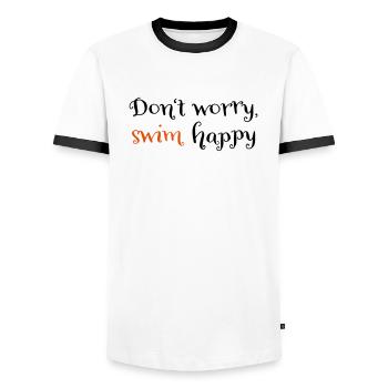 schwimmen - Männer Kontrast-T-Shirt - Weiß/Schwarz - Vorne - AI Model Female 172 light (172cm) & AI Model Male 178 dark (178cm)