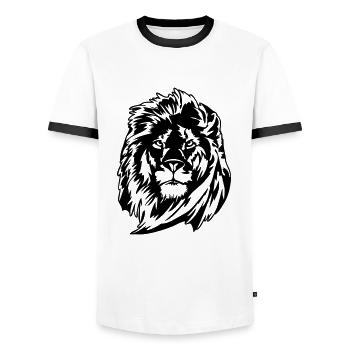 Lion Lion Head Wilsigns Africa King - Men's Ringer Shirt - white/black - Front - AI Model Female 172 light (172cm) & AI Model Male 178 dark (178cm)