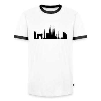Barcelona Skyline Spanien - Männer Kontrast-T-Shirt - Weiß/Schwarz - Vorne - AI Model Female 172 light (172cm) & AI Model Male 178 dark (178cm)
