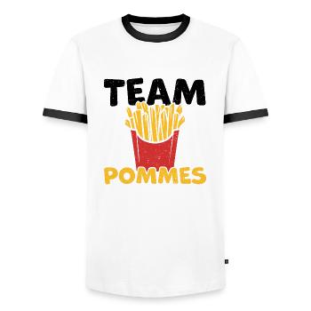 Frites d'équipe - T-shirt contrasté Homme - blanc/noir - Devant - AI Model Female 172 light (172cm) & AI Model Male 178 dark (178cm)