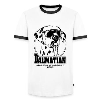 DALMATIAN coolest people Hundespruch Hunde - Männer Kontrast-T-Shirt - Weiß/Schwarz - Vorne - AI Model Female 172 light (172cm) & AI Model Male 178 dark (178cm)