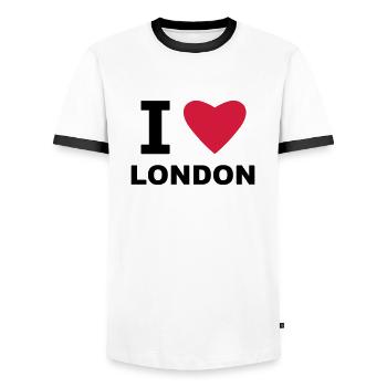 I love London - Männer Kontrast-T-Shirt - Weiß/Schwarz - Vorne - AI Model Female 172 light (172cm) & AI Model Male 178 dark (178cm)