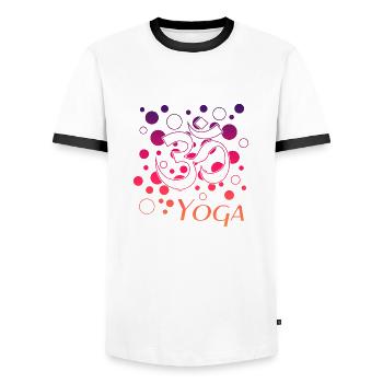 Yoga - Männer Kontrast-T-Shirt - Weiß/Schwarz - Vorne - AI Model Female 172 light (172cm) & AI Model Male 178 dark (178cm)