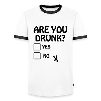 Es-tu saoul? - T-shirt contrasté Homme - blanc/noir - Devant - AI Model Female 172 light (172cm) & AI Model Male 178 dark (178cm)