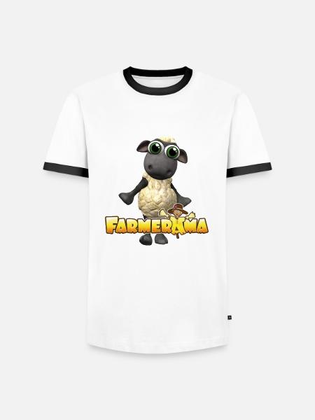 Farmerama Logo mit Schaf - Männer Kontrast-T-Shirt - Weiß/Schwarz