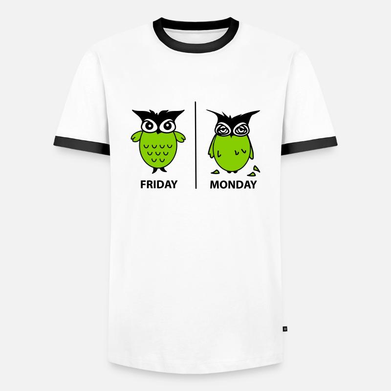 Wochenende der Eulen - Männer Kontrast-T-Shirt - Weiß/Schwarz