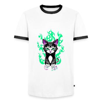 Alchemical kitten - Men's Ringer Shirt - white/black - Front - AI Model Female 172 light (172cm) & AI Model Male 178 dark (178cm)