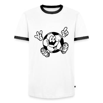 fussball - Männer Kontrast-T-Shirt - Weiß/Schwarz - Vorne - AI Model Female 172 light (172cm) & AI Model Male 178 dark (178cm)