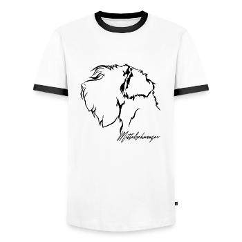 Mittelschnauzer Profil Hunde Hund Wilsigns - Männer Kontrast-T-Shirt - Weiß/Schwarz - Vorne - AI Model Female 172 light (172cm) & AI Model Male 178 dark (178cm)