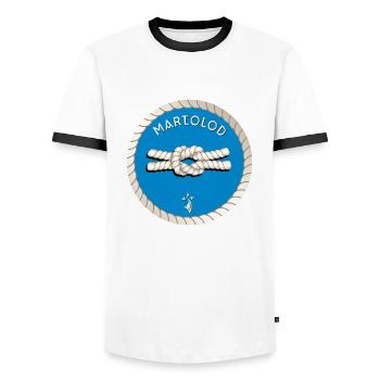 MARTELOD - LE MARIN BRETON - BREIZH - BZH - T-shirt contrasté Homme - blanc/noir - Devant - AI Model Female 172 light (172cm) & AI Model Male 178 dark (178cm)