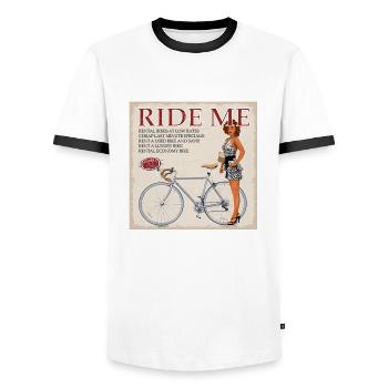 Ride Me - faire du vélo - T-shirt contrasté Homme - blanc/noir - Devant - AI Model Female 172 light (172cm) & AI Model Male 178 dark (178cm)