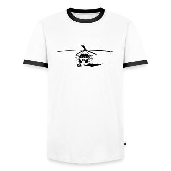 Hélicoptère hélicoptère terrestre - T-shirt contrasté Homme - blanc/noir - Devant - AI Model Female 172 light (172cm) & AI Model Male 178 dark (178cm)