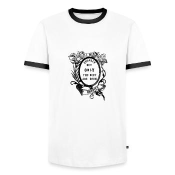 Rhodie Best Born - Men's Ringer Shirt - white/black - Front - AI Model Female 172 light (172cm) & AI Model Male 178 dark (178cm)