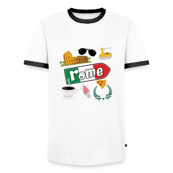 I love Rome - T-shirt contrasté Homme - blanc/noir - Devant - AI Model Female 172 light (172cm) & AI Model Male 178 dark (178cm)