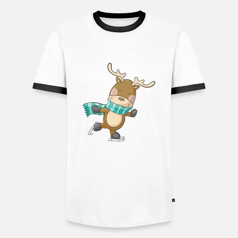 Cute comic reindeer skating - Men's Ringer Shirt - white/black