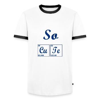 So cute - Men's Ringer Shirt - white/black - Front - AI Model Female 172 light (172cm) & AI Model Male 178 dark (178cm)