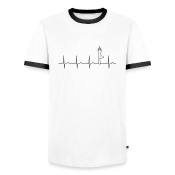 yoga heartbeat - Men's Ringer Shirt - white/black - Front - AI Model Female 172 light (172cm) & AI Model Male 178 dark (178cm)