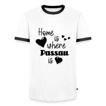 Zuhause in Passau - Home is where Passau is - Männer Kontrast-T-Shirt - Weiß/Schwarz - Vorne - AI Model Female 172 light (172cm) & AI Model Male 178 dark (178cm)