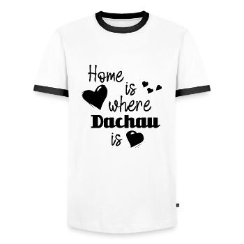 Zuhause in Dachau - Home is where Dachau is - Männer Kontrast-T-Shirt - Weiß/Schwarz - Vorne - AI Model Female 172 light (172cm) & AI Model Male 178 dark (178cm)