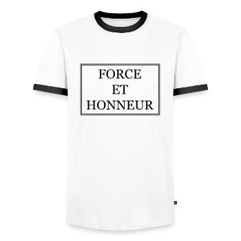 FORCE ET HONNEUR - T-shirt contrasté Homme - blanc/noir - Devant - AI Model Female 172 light (172cm) & AI Model Male 178 dark (178cm)