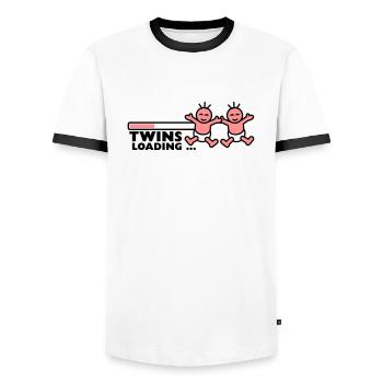 Twins Loading - Männer Kontrast-T-Shirt - Weiß/Schwarz - Vorne - AI Model Female 172 light (172cm) & AI Model Male 178 dark (178cm)