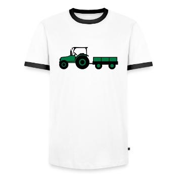 Tractor With Trailer - Men's Ringer Shirt - white/black - Front - AI Model Female 172 light (172cm) & AI Model Male 178 dark (178cm)