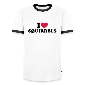 I love Squirrels - T-shirt contrasté Homme - blanc/noir - Devant - AI Model Female 172 light (172cm) & AI Model Male 178 dark (178cm)
