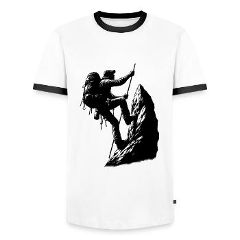 Alpinistes grimpant sur corde Mountain Summit Sports - T-shirt contrasté Homme - blanc/noir - Devant - AI Model Female 172 light (172cm) & AI Model Male 178 dark (178cm)