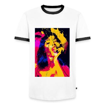 Mädchen malt Kunst - Männer Kontrast-T-Shirt - Weiß/Schwarz - Vorne - AI Model Female 172 light (172cm) & AI Model Male 178 dark (178cm)
