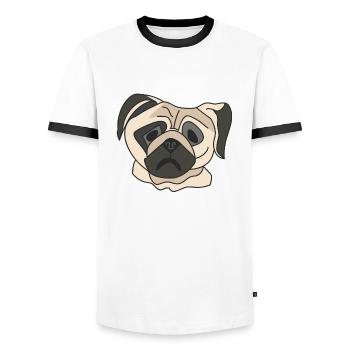 Pug face - Men's Ringer Shirt - white/black - Front - AI Model Female 172 light (172cm) & AI Model Male 178 dark (178cm)