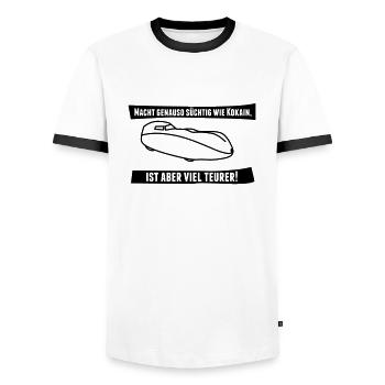 Velomobil Milan Spruch - Männer Kontrast-T-Shirt - Weiß/Schwarz - Vorne - AI Model Female 172 light (172cm) & AI Model Male 178 dark (178cm)