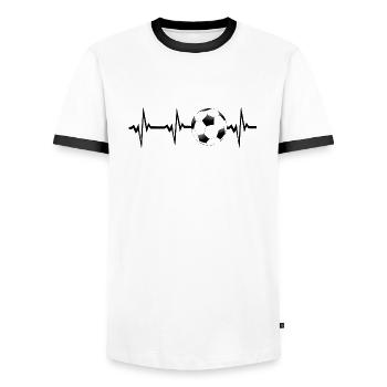 Un clin de œil du football - T-shirt contrasté Homme - blanc/noir - Devant - AI Model Female 172 light (172cm) & AI Model Male 178 dark (178cm)