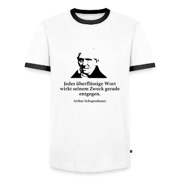 Schopenhauer: Jedes überflüssige Wort wirkt seine - Männer Kontrast-T-Shirt - Weiß/Schwarz - Vorne - AI Model Female 172 light (172cm) & AI Model Male 178 dark (178cm)