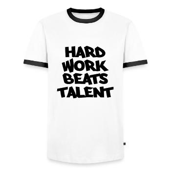 Hard work beats talent - T-shirt contrasté Homme - blanc/noir - Devant - AI Model Female 172 light (172cm) & AI Model Male 178 dark (178cm)